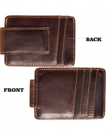 Mens Money Clip Wallet Genuine Leather Magnet Front Pocket Wallet Credit Card Holder By Coffee Cr12nt2tjum - 